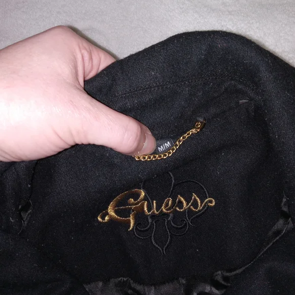 GUESS Jacket Womens Medium Double Breasted Wool Blend Pea Coat Preppy Vintage - Picture 7 of 13